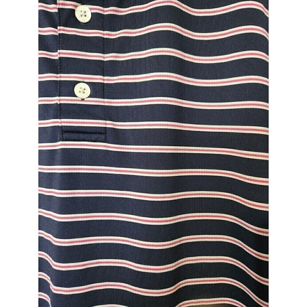 Footjoy Stretch Lisle Pinstripe Men Sz L Navy w pink/white Stripe EUC - Picture 3 of 5